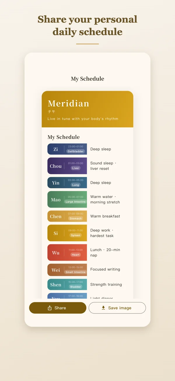 Schedule poster: share your personal daily schedule